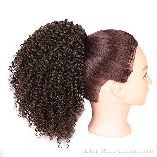 Aisi Beauty Wholesale Popular Brown 4# Afro Fluffy Puff Hairpiece Extension Messy Donut Curly Afro Kinky Afro Hair Bun
